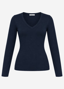 Langarmshirt mit V-Ausschnitt - dunkelblau