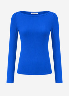 Langarmshirt mit U-Boot Ausschnitt - royalblau
