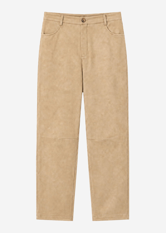 Barrel-Leg Hose in Wildlederoptik - beige