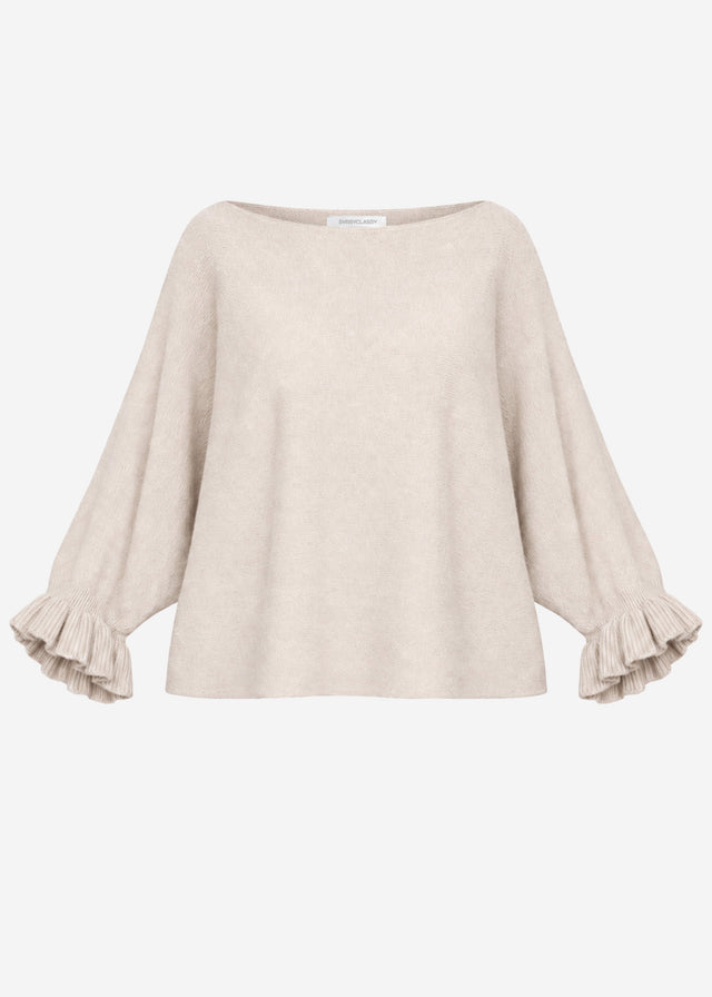 Oversized jumper with boat neck - beige