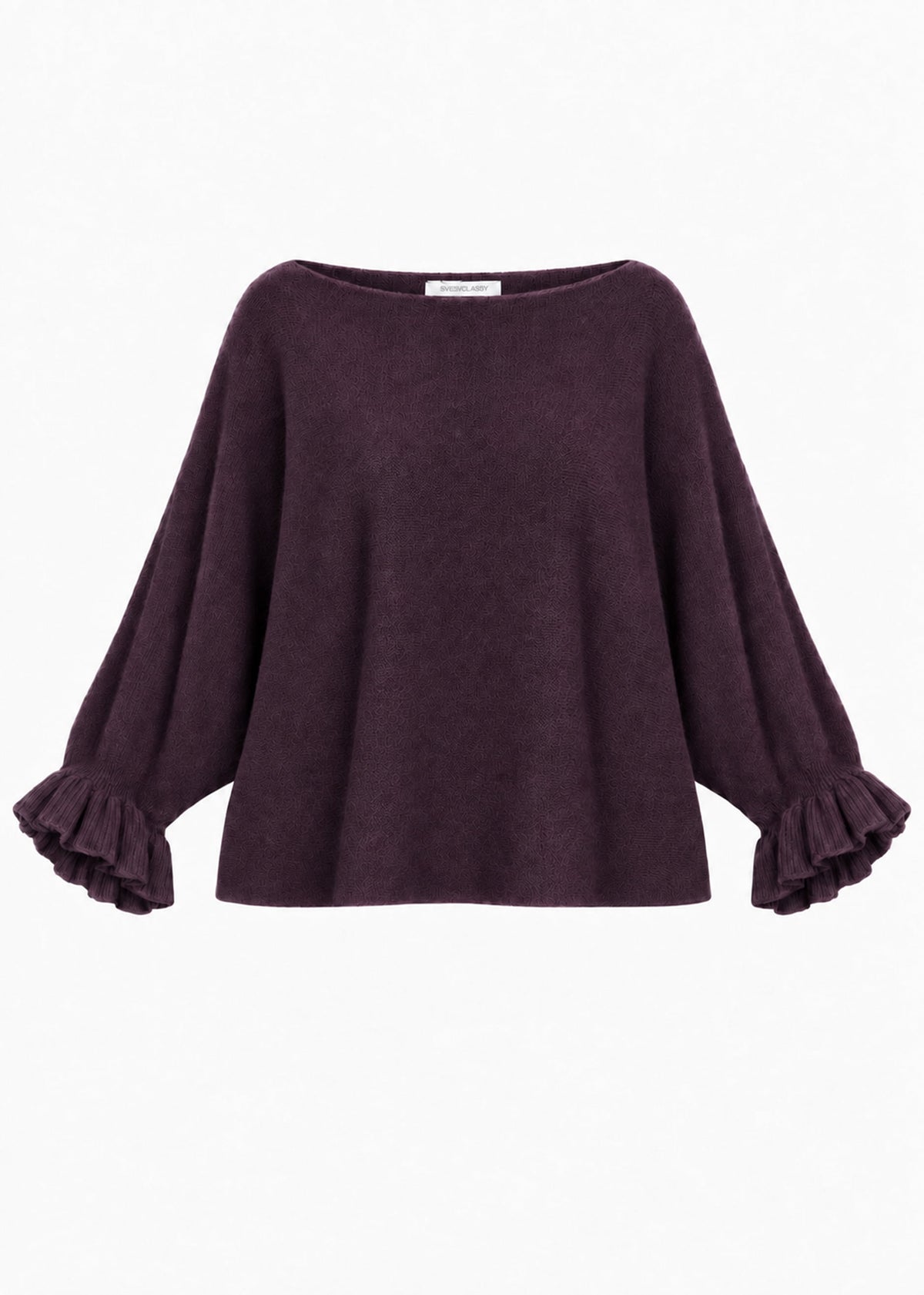 Oversized jumper with boat neck - plum