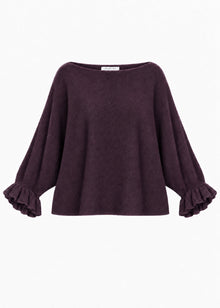 Oversize Pullover mit U-Boot Ausschnitt - plum