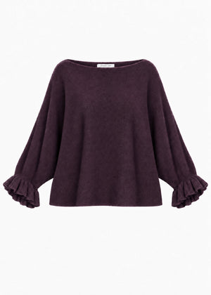 Oversized jumper with boat neck - plum
