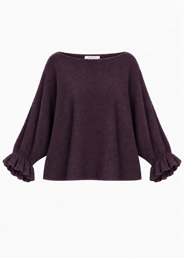 Oversize Pullover mit U-Boot Ausschnitt - plum