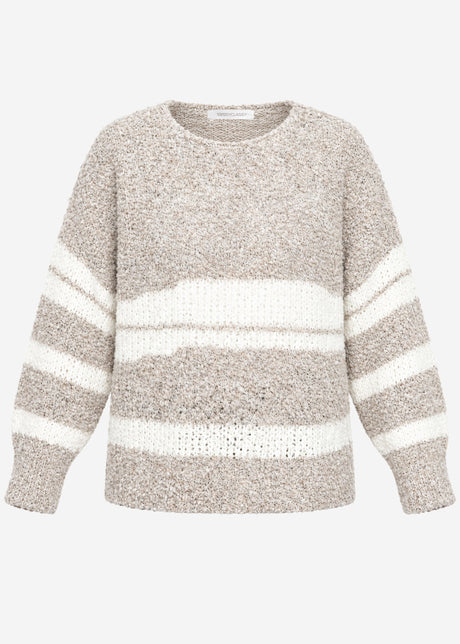 Bouclé Pullover mit Streifenmuster - greige