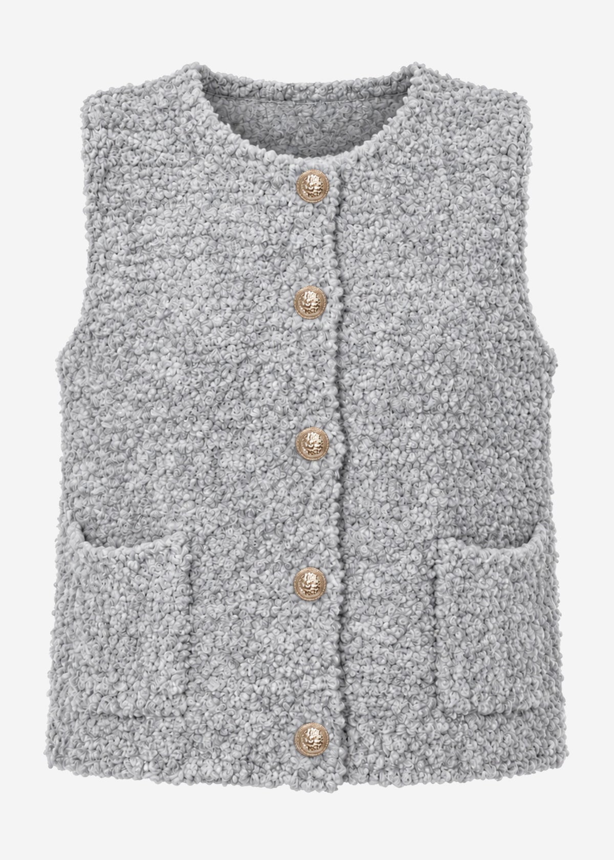 Bouclé waistcoat with pockets - light grey