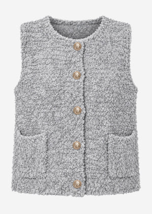 Bouclé waistcoat with pockets - light grey
