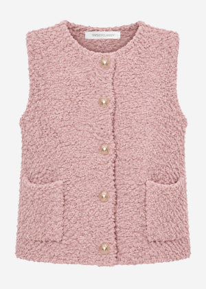 Bouclé waistcoat with pockets - dusty rose