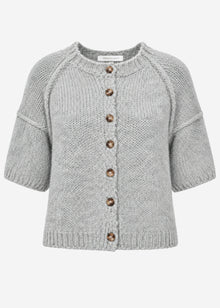 Kurzarm Cardigan mit Außennähten - grau