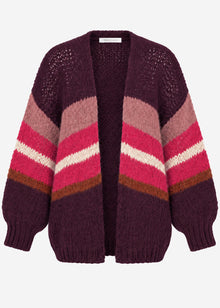 Oversize Cardigan mit Multicolor Streifen - burgundy