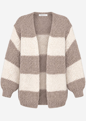 Gestreifter oversize Cardigan - taupe