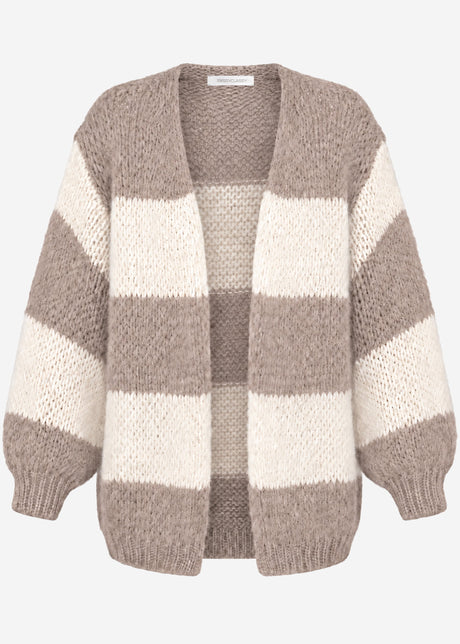 Gestreifter oversize Cardigan - taupe