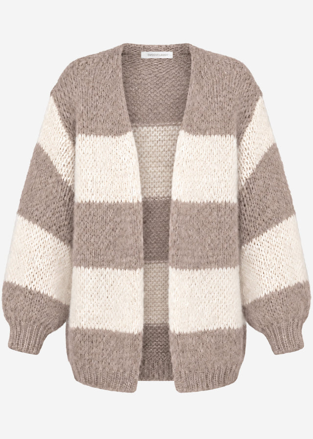 Gestreifter oversize Cardigan - taupe