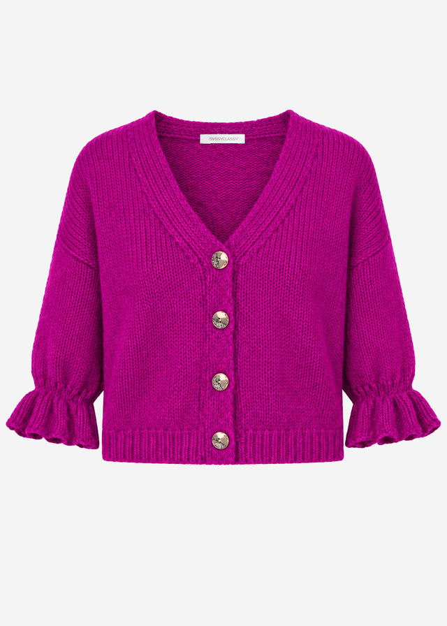 Cardigan with three-quarter sleeves - fuchsia