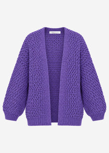 Oversize Strick-Cardigan mit Strukturmuster - lila