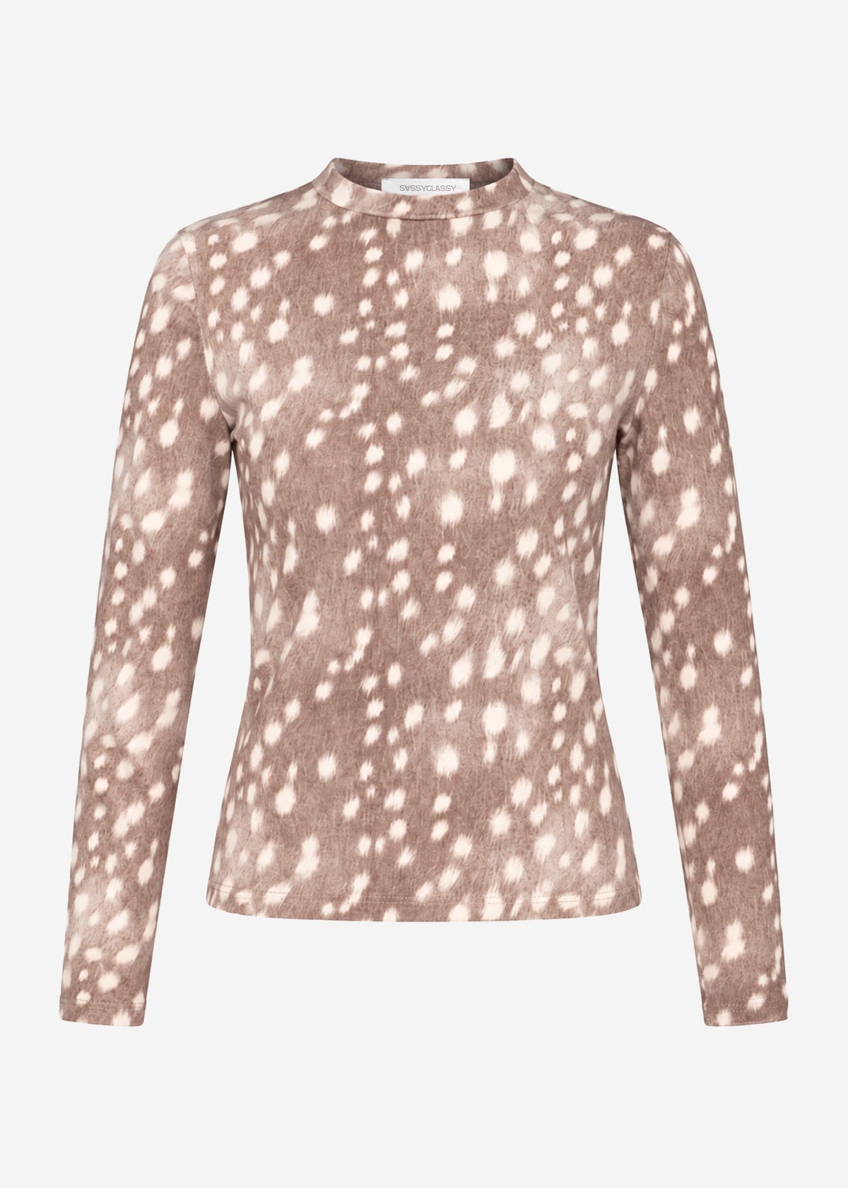 Long-sleeved top with Bambi print - taupe