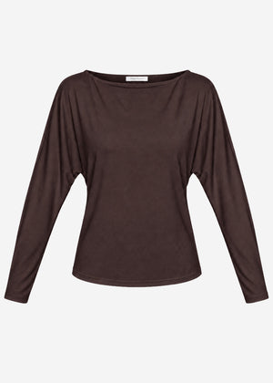 Langarmshirt mit Fledermausärmeln - braun