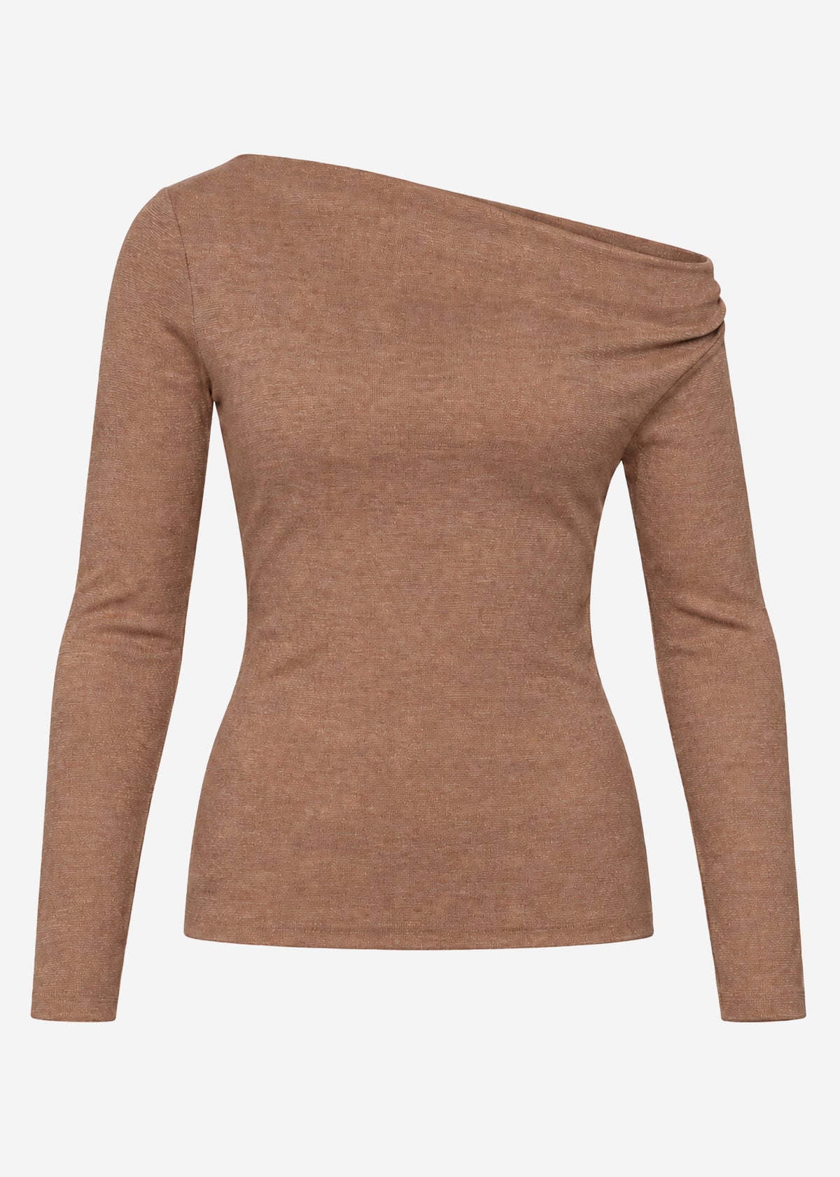 Glitter top with asymmetric neckline - brown