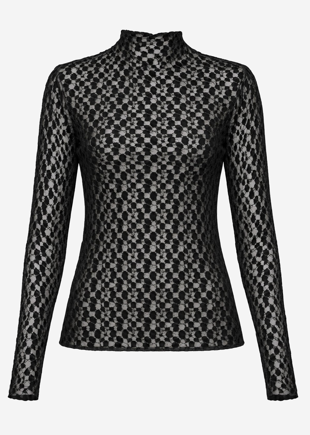 Lace long-sleeved top - black
