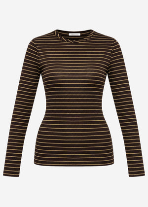 Langarmshirt mit Glitzergarn - braun