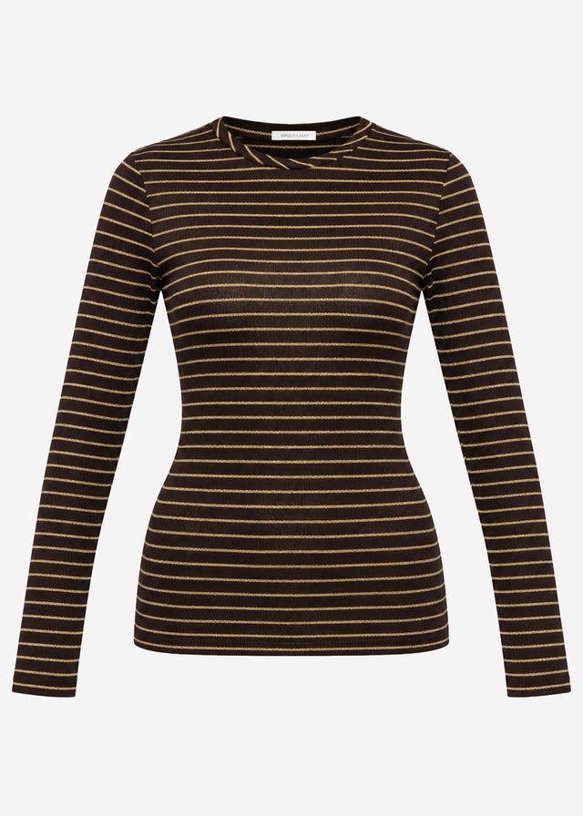 Langarmshirt mit Glitzergarn - braun