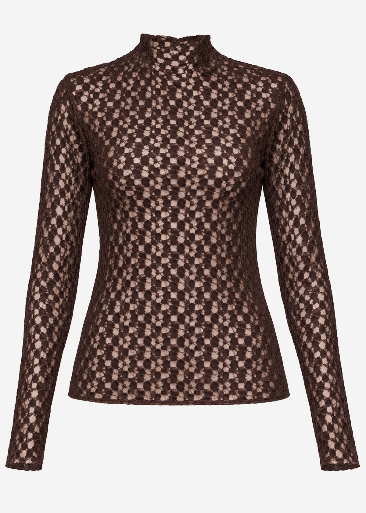 Lace long-sleeved top - brown