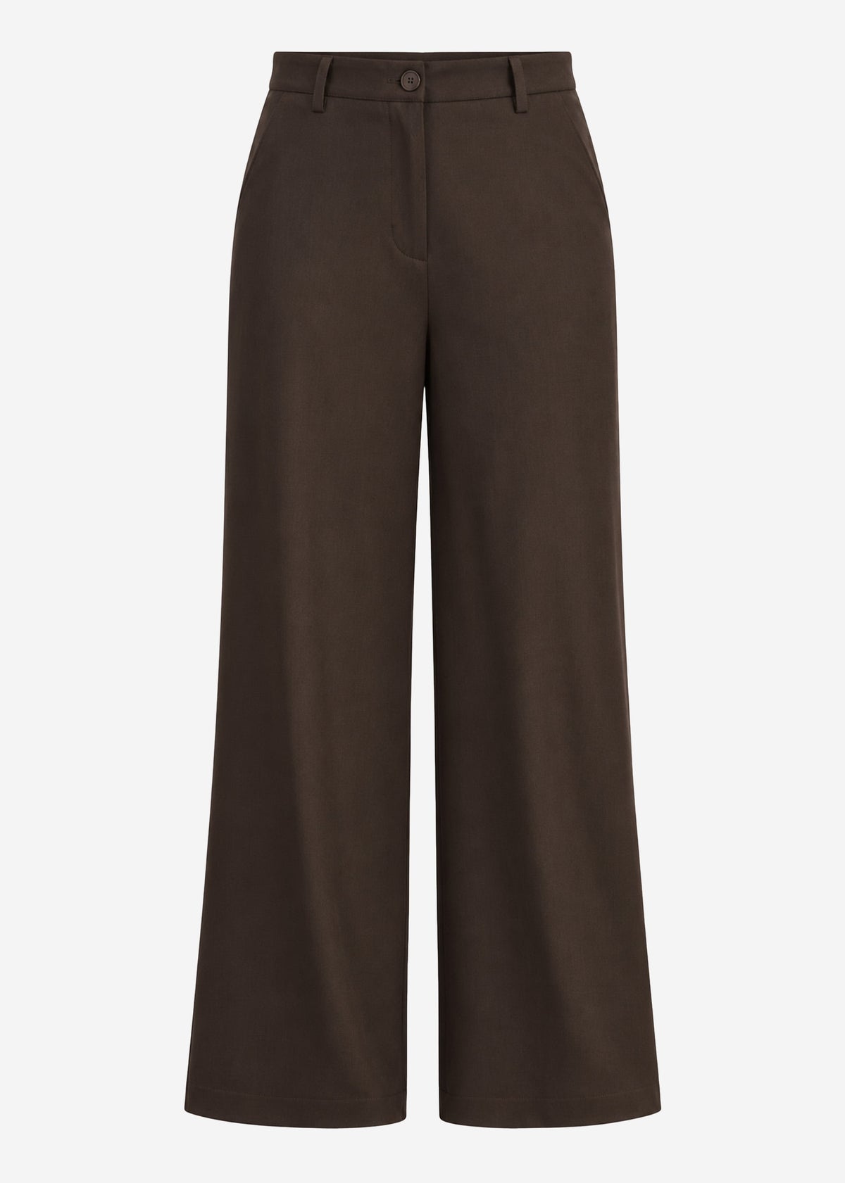 High Waist Hose mit weitem Bein - braun