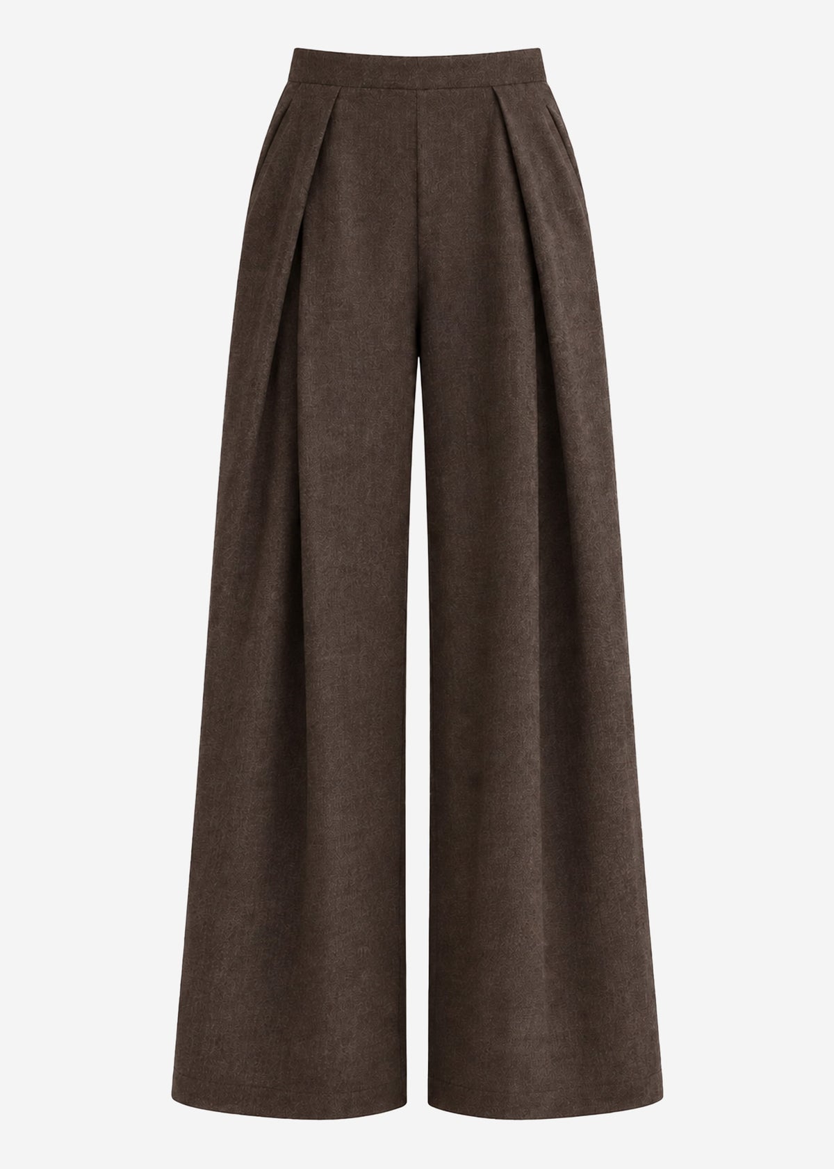 Pleated trousers with wide leg - brown