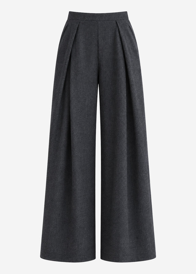 Bundfaltenhose mit weitem Bein - anthrazit