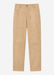 Tall - barrel-leg faux suede trousers - beige