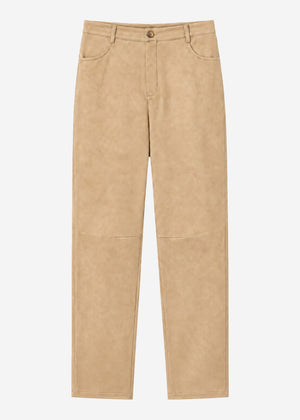 Tall - barrel-leg faux suede trousers - beige