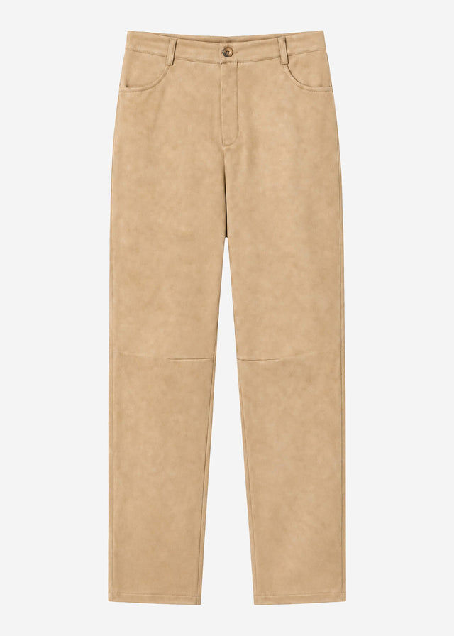 Tall - barrel-leg faux suede trousers - beige