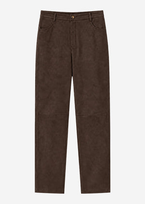 Tall - barrel-leg faux suede trousers - dark brown