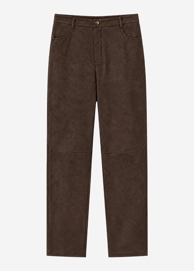 Tall - barrel-leg faux suede trousers - dark brown