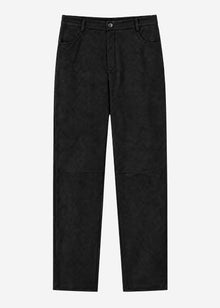 Tall - barrel-leg faux suede trousers - black