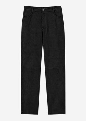 Tall - barrel-leg faux suede trousers - black