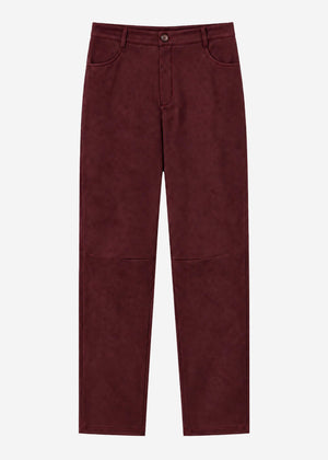 Tall - barrel-leg faux suede trousers - burgundy