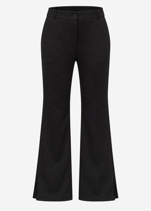 High-waisted jersey trousers - black