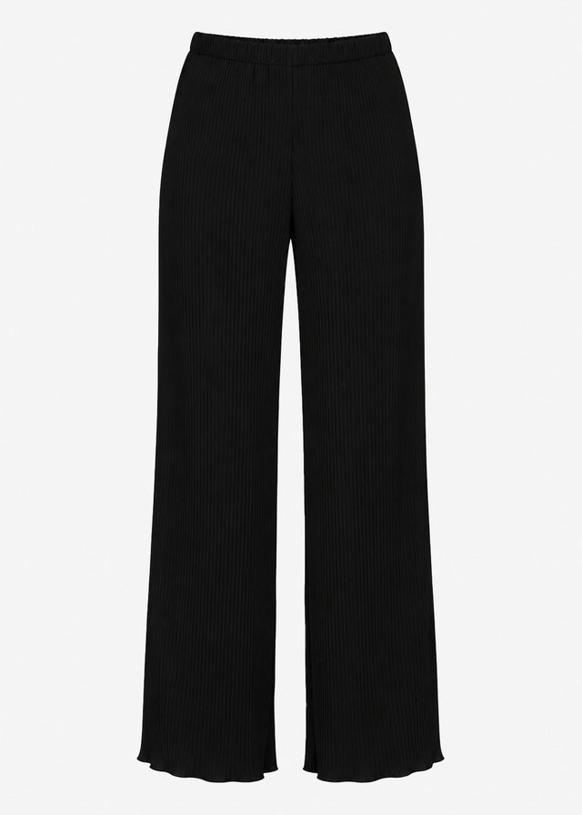Wide-leg plissé trousers - black