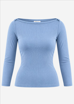 3/4 Arm Rippshirt - jeansblau