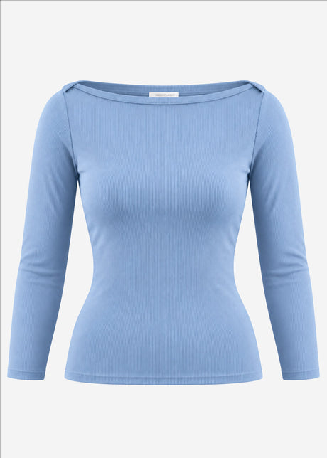 3/4 Arm Rippshirt - jeansblau