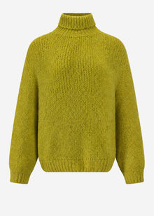 Grober Strickpullover mit Rollkragen - olivgrün