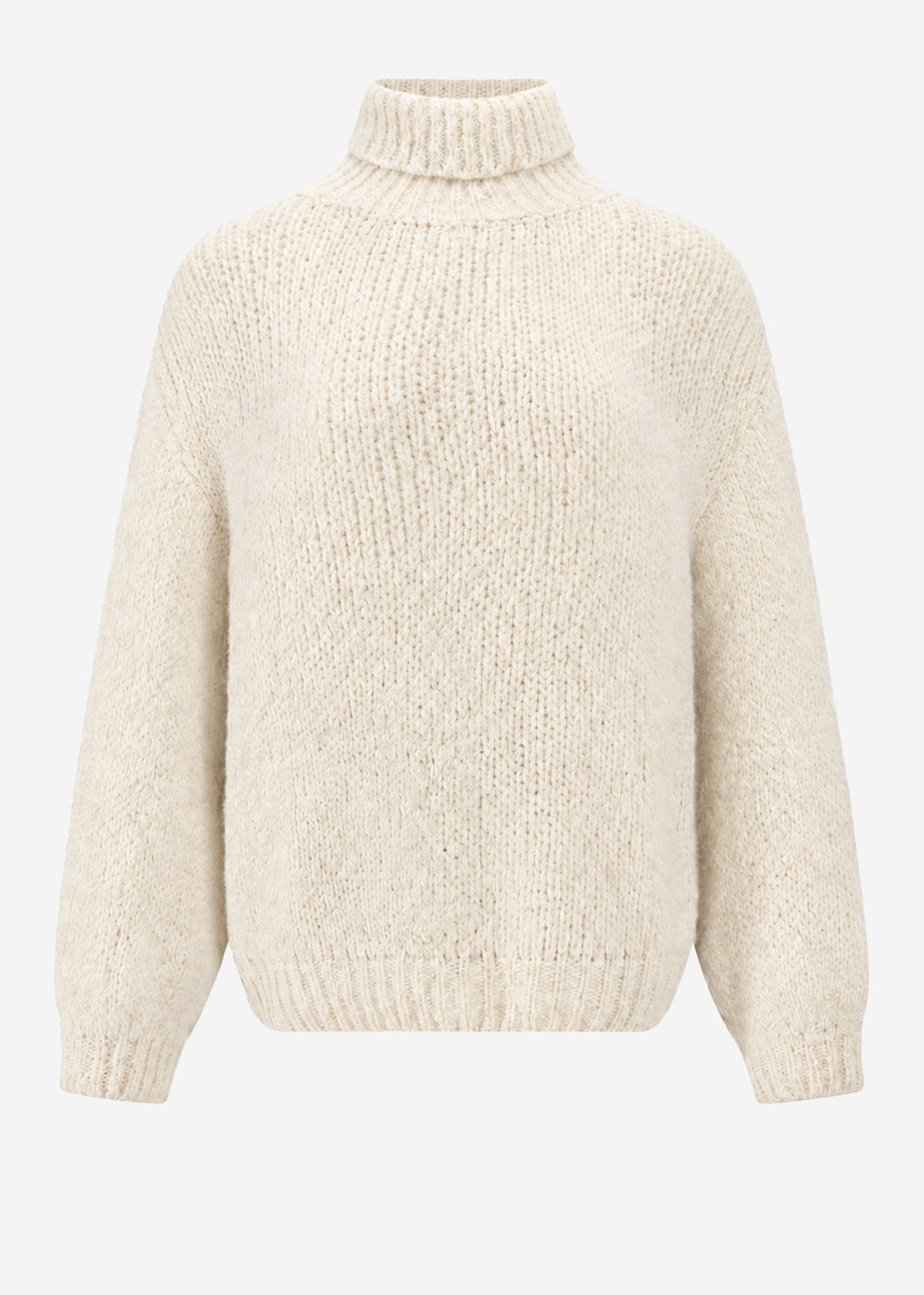 Chunky knit jumper with roll neck - off-white