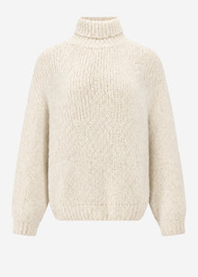 Grober Strickpullover mit Rollkragen - offwhite