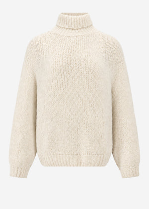 Chunky knit jumper with roll neck - off-white
