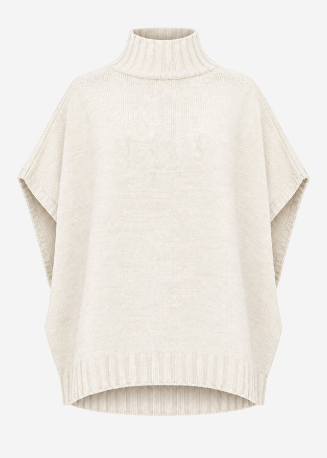 Oversize, ärmelloser Poncho mit Turtleneck - offwhite