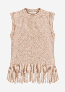Pullunder mit Fransen - beige
