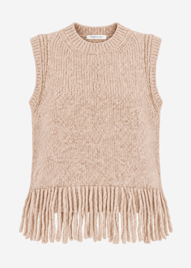 Pullunder mit Fransen - beige