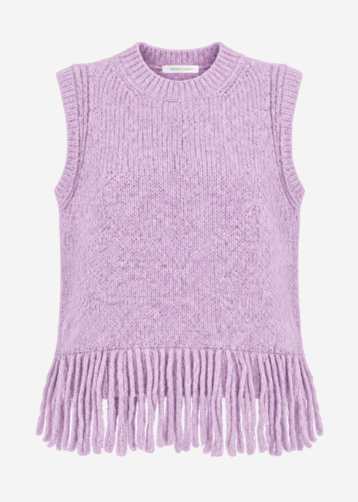 Knitted vest with fringes - lilac