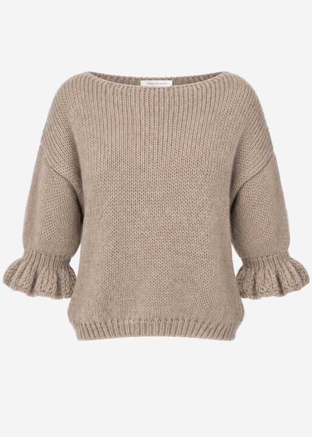 U-Boot Pullover mit 3/4 Ärmeln - taupe